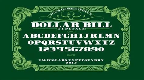 Dollar Bill Font .